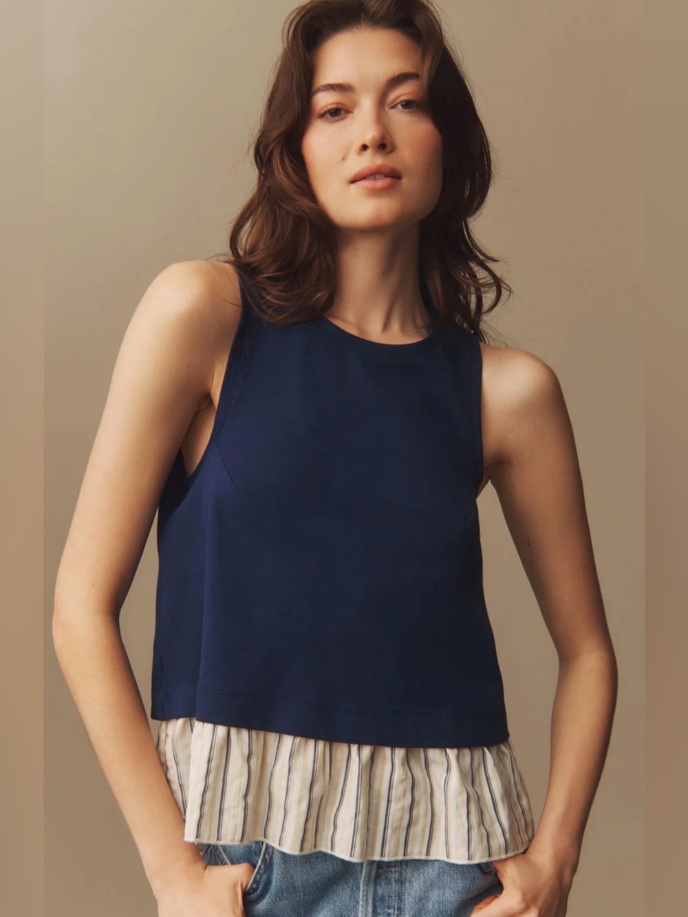 By Anthropologie open back twofer tank top XS